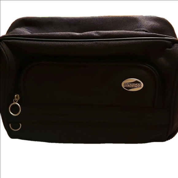 American Tourister Travel Bag / Carry-on Black Canvas includes Toiletry Bag - Picture 3 of 13